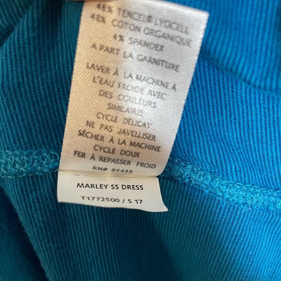 Toad & Co Short Sleeve Marley SS Dress Size XS Teal Blue Stretch Comfort - Picture 6 of 8